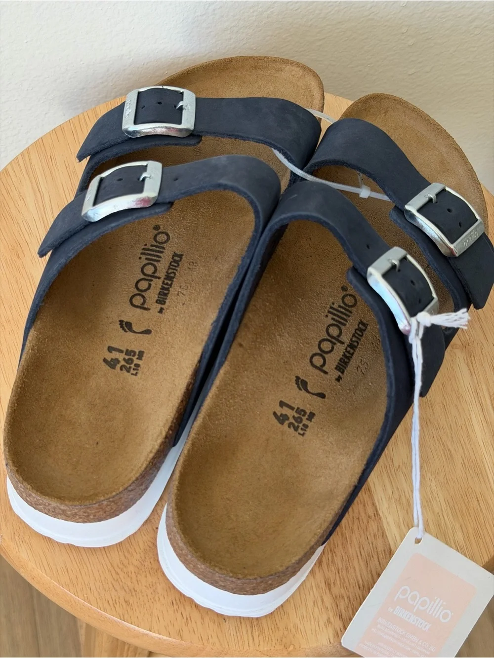 NWT Papillio Birkenstock Navy Nubuck Platform Sandals EU 41